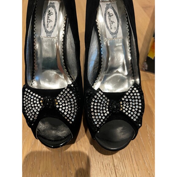 Italina Holiday Peep Toe Heels Pumps 7.5 New with Defects - Picture 5 of 12